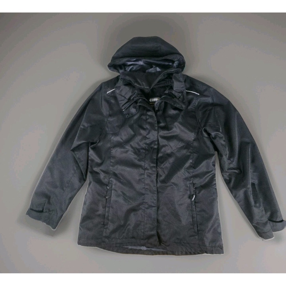 NORTH END CORE 365 Full-Zip Hooded Windbreaker Womens Small REFLECTIVE Black EUC